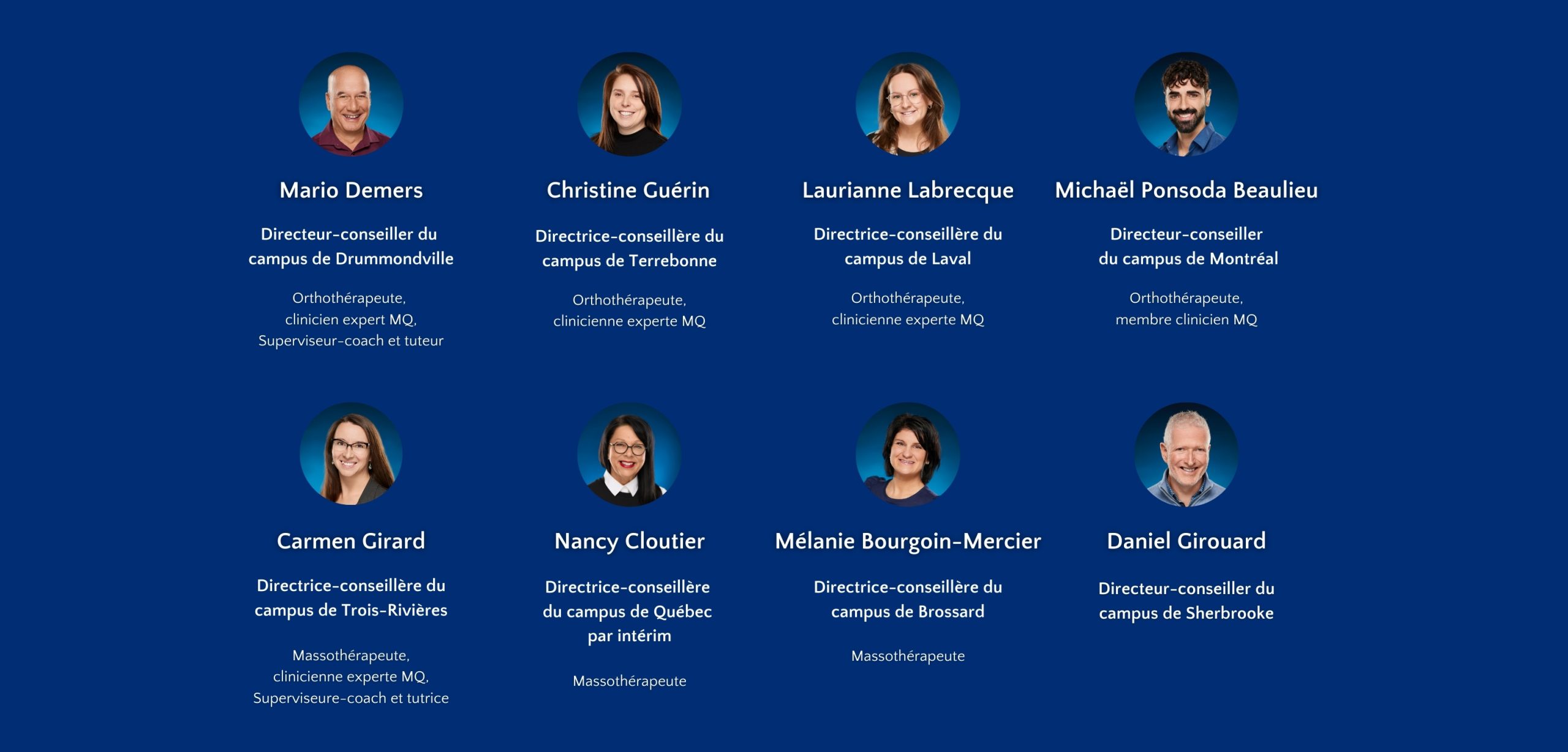 Montage photo des membres de la direction de campus